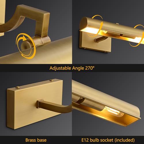 12 inch Hardwired Picture Light for Wall Brass Picture Light Wired