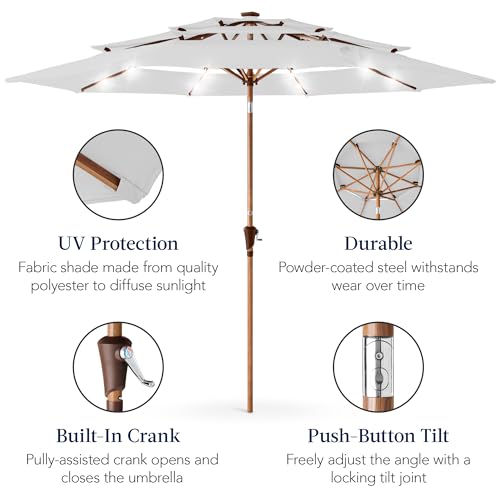 10ft 3 Tier Solar Patio Market Umbrella