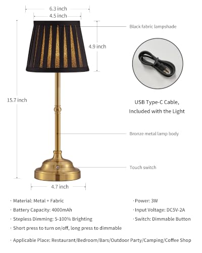 Gold Cordless LED Table Lamps Set of 2 (2 Count)