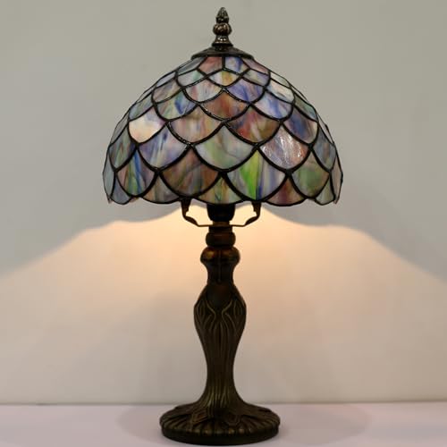 Small Tiffany Table Lamp Stained Glass Lamp Blue FishScales Style