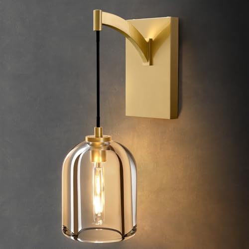 Crystal Brass Hemisphere Wall Sconce