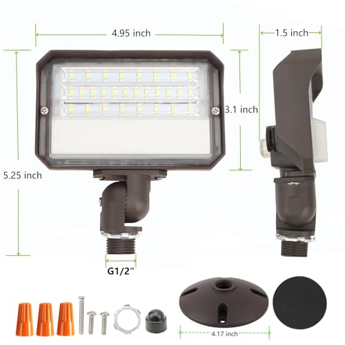 Dusk to Dawn Outdoor 25W LED Flood Light with Knuckle & Plate Mount