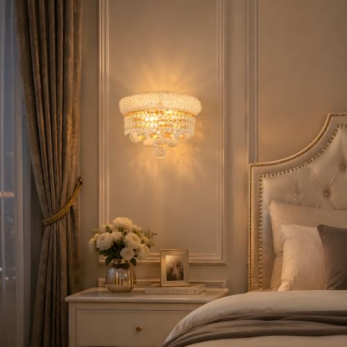 2 Lights Empire Crystal Wall Sconce Light for Living Room