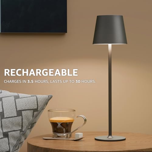 3 Pack Cordless Table Lamp Rechargeable 5000mAH Battery Operated Lights Touch Control LED Portable Desk Lamps 3 Color Dimming for Outdoor Coffee Bedroom Kitchen (3 Count)
