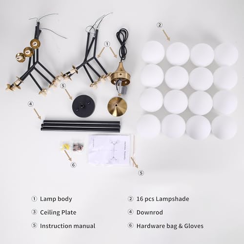 39" Black and Gold Sputnik Chandelier 15 (15 Count)