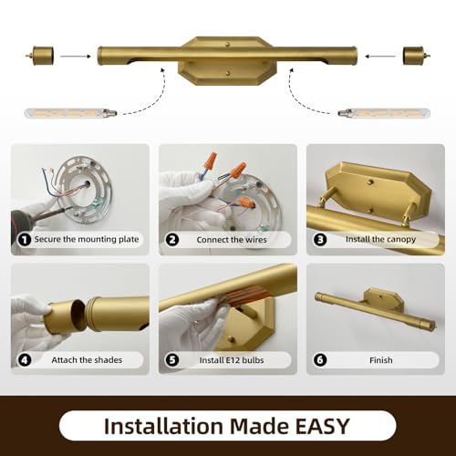 Brass Vintage Picture Light Hardwired