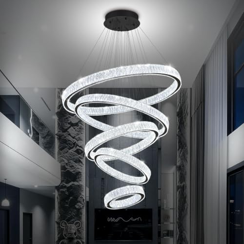 Modern 5 Ring Chandeliers for High Ceiling Foyer