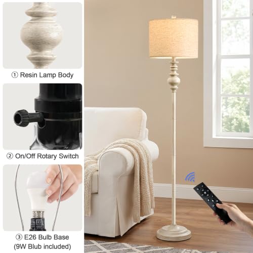 64.25" Farmhouse Floor Lamp with Remote (Warm White)