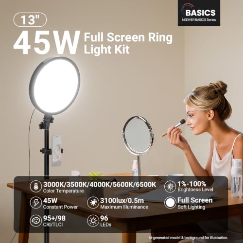 Basics 13" 45W Large Ring Light with 66" Stand