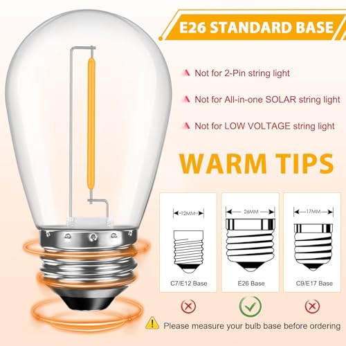 64 Pack S14 LED Bulbs for Outdoor String Lights (64 Count)