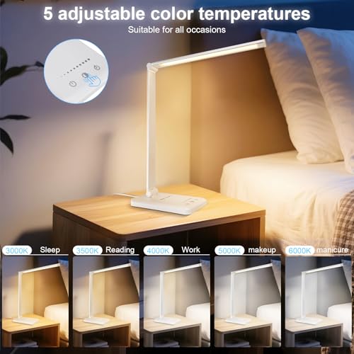 LED Desk Lamp Dimmable Table Lamp Reading Lamp with USB Charging Port