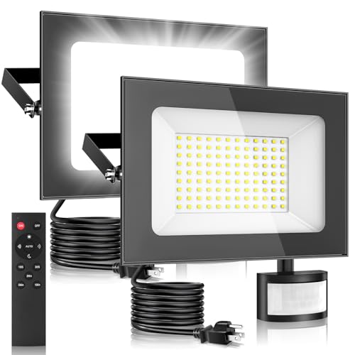2 Pack 100W LED Flood Lights with Motion Sensor (2 Count)