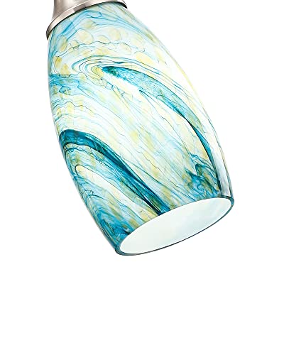 Art Glass Mini Pendant Lights for Kitchen Island Blown Art Glass Pendant Light Shade hanging ceiling lights with Brushed Nickel Finish for Kitchen Counter bar