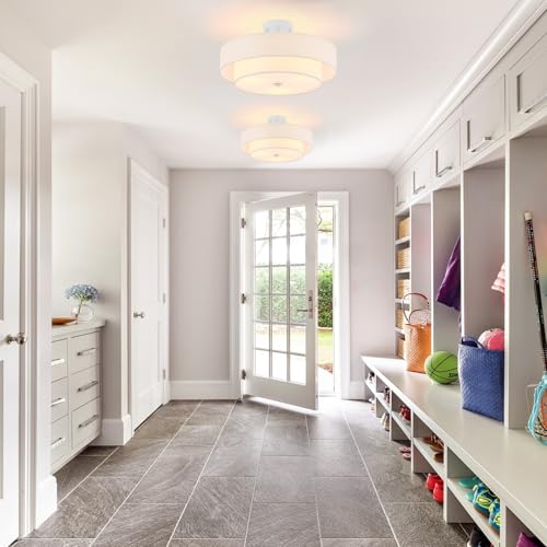 18" White Semi Flush Mount Ceiling Light