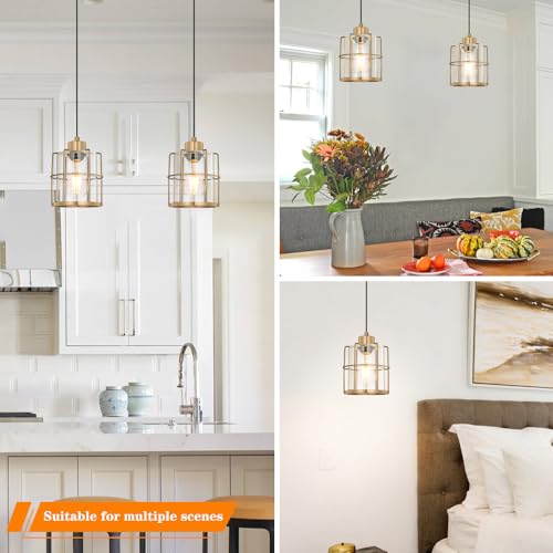Brass Gold Pendant Light Fixture Set of 2 (2 Count)