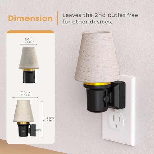 LED Night Lights Plug into Wall Linen Fabric Round Platform