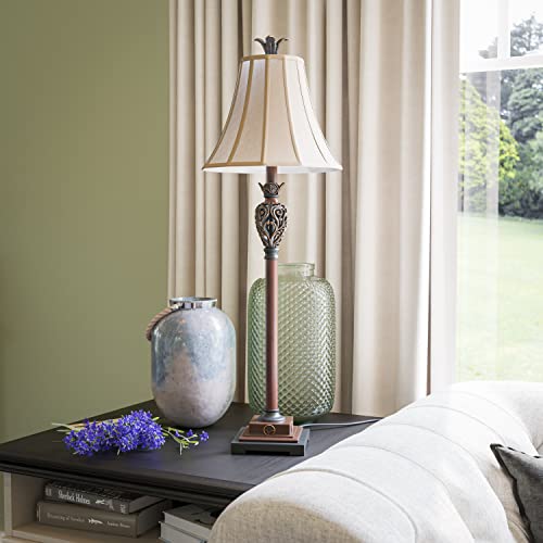 20182GR Iron Lace Buffet Lamp with Golden Ruby Finish