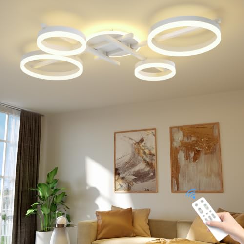 39" 5 Ring Modern Ceiling Light (White)