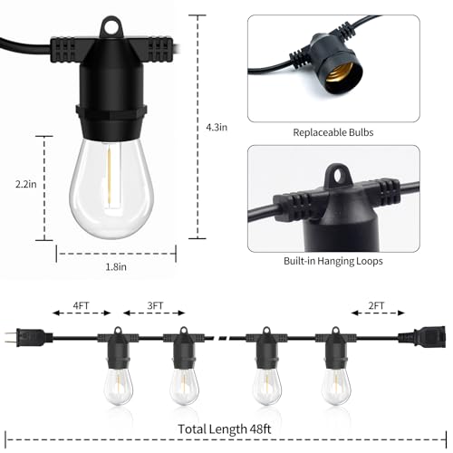 S14 LED Outdoor String Lights (48 Foot)