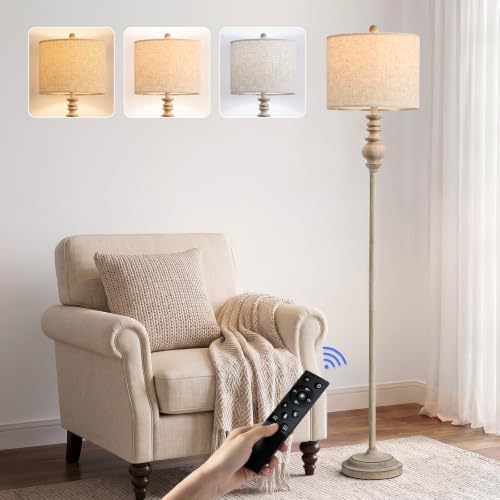 64.25" Farmhouse Floor Lamp with Remote (Vintage Gray)