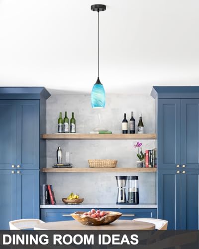 Vintage Art Lake Blue Stripe Pendant Lighting