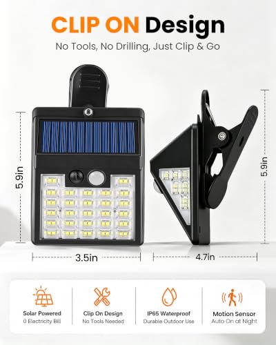 2 Pack Clip On Solar Lights Outdoor