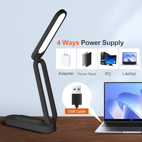 LED Desk Lamp for Office Home & Battery Operated Lamp Rechargeable Lamp Foldable & Portable Light (2 Count)