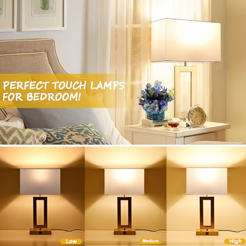 22’’ Set of 2 Touch Control Table Lamps w. 2 USB Ports (2 Count)