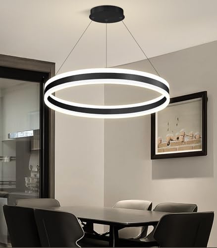 D23.6'' Modern Ring Chandelier for Dining Room LED Dimmable Pendant Lighting High Ceiling Chandelier for Living Room Foyer Bedroom Entryway 3000K