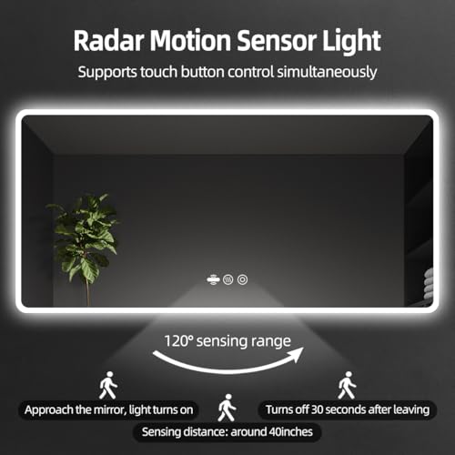 72"X36" LED Mirror for Bathroom with Motion Sensor
