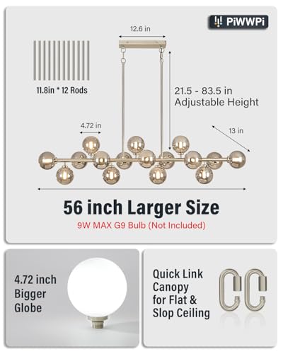 55" Long Chandeliers for Dining Room Kitchen Island