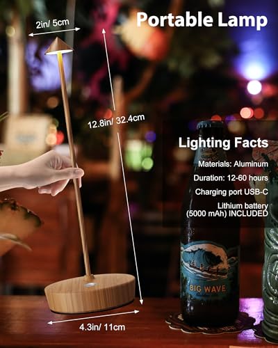 Cordless Table Lamp Rechargeable 6000mAh Battery Outdoor LED Light (2 Count)