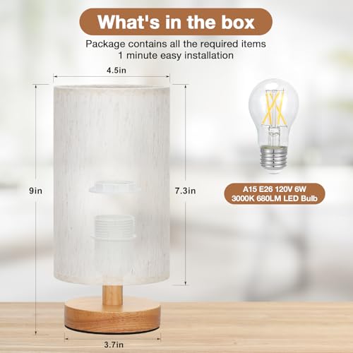 9" Small Table Lamp for Bedroom