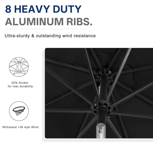 Solar Led Patio Umbrella with 32 Lights 9FT