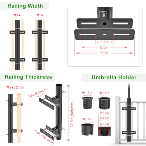 Deck Railing Umbrella Holder for 1
