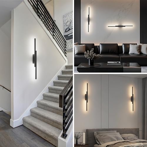 Black Wall Sconces Set of Two Battery Operated Wall Sconces 3000K (2 Count)