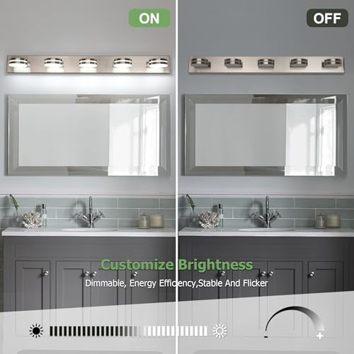Brushed Nickel Bathroom Light Fixtures Over Mirror