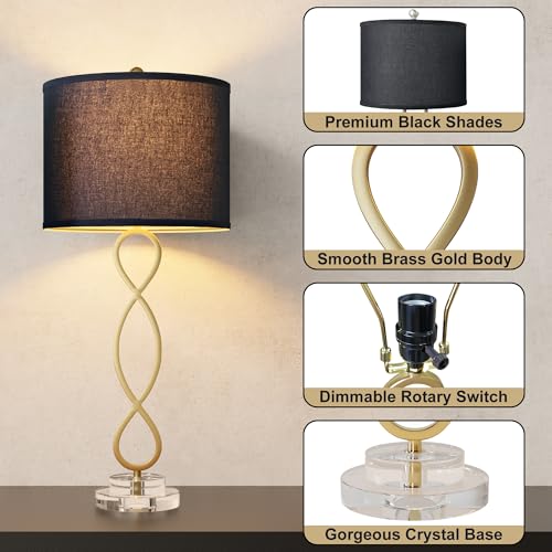 30" Brass Gold Buffet Table Lamps for Living Room Set of 2