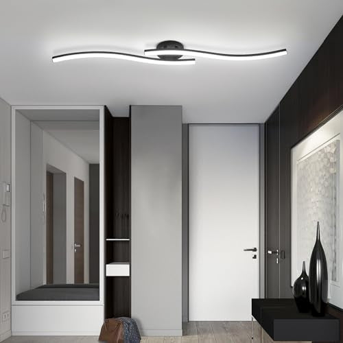 39.37Inch Linear Ceiling Light 6000K Black Modern Ceiling Light Fixture 28W Long Flush Mount Ceiling Lamp for Hallway