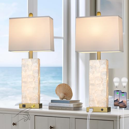 28" Coastal Table Lamps for Living Room Set of 2 (2 Count)