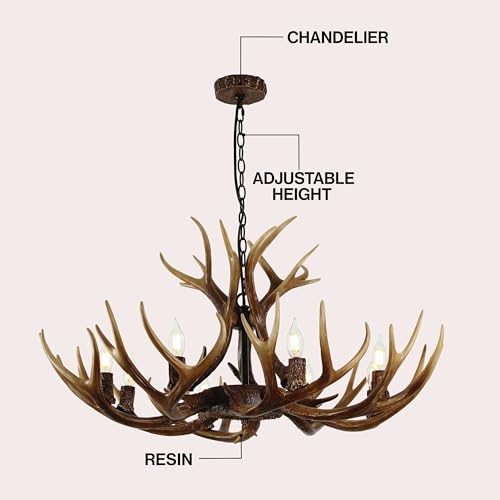 Eldora 8 Light Resin Antler Chandelier 36"