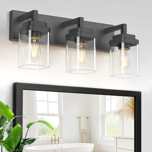 Matte Black Bathroom Light Fixtures (Black / 3-Light)