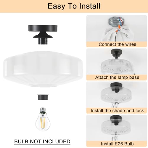 11.8" Clear Glass Ceiling Lights Retro Small Semi Flush Mount Ceiling Light