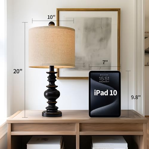 20" Table Lamp Set of 2 for Bedroom Living Room Vintage Rustic Traditional Nightstand Bedside Lamps（Suitable for Decorating Small Areas） (2 Count)