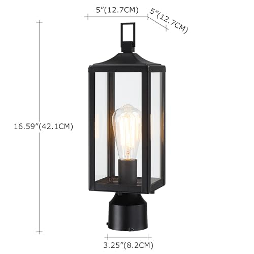 17 Inch Outdoor Lamp Post Light Dusk to Dawn Outside Lamp Posts Outdoor Lighting Exterior Gate Post Lights Photocell Pillar Lantern