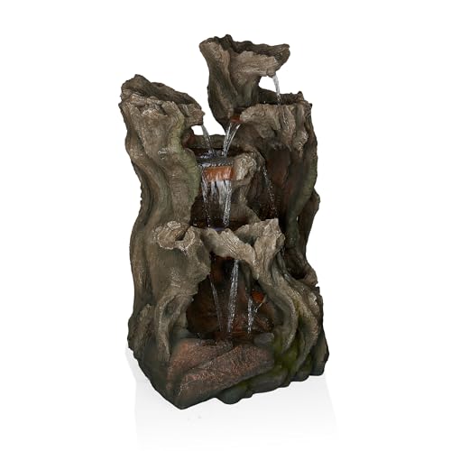 WIN1398 Outdoor Cascading Willow Tree Floor Fountain with Cool White LED Lights
