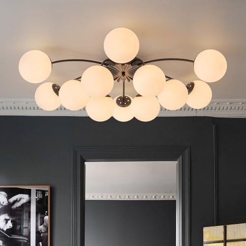12 Light Milk Glass Pendant Light