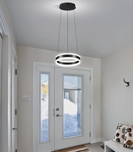 D7.8'' Modern Ring Chandelier for Dining Room LED Dimmable Pendant Lighting High Ceiling Chandelier for Living Room Foyer Bedroom Entryway 3000K