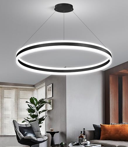 D31.5'' Modern Ring Chandelier for Dining Room LED Dimmable Pendant Lighting High Ceiling Chandelier for Living Room Foyer Bedroom Entryway 3000K