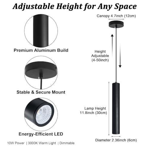 Dimmable Black Pendant Lights 2 Pack